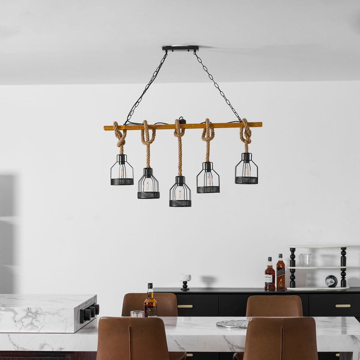 Hemp Rope Industrial Grenade Chandelier – detail 25