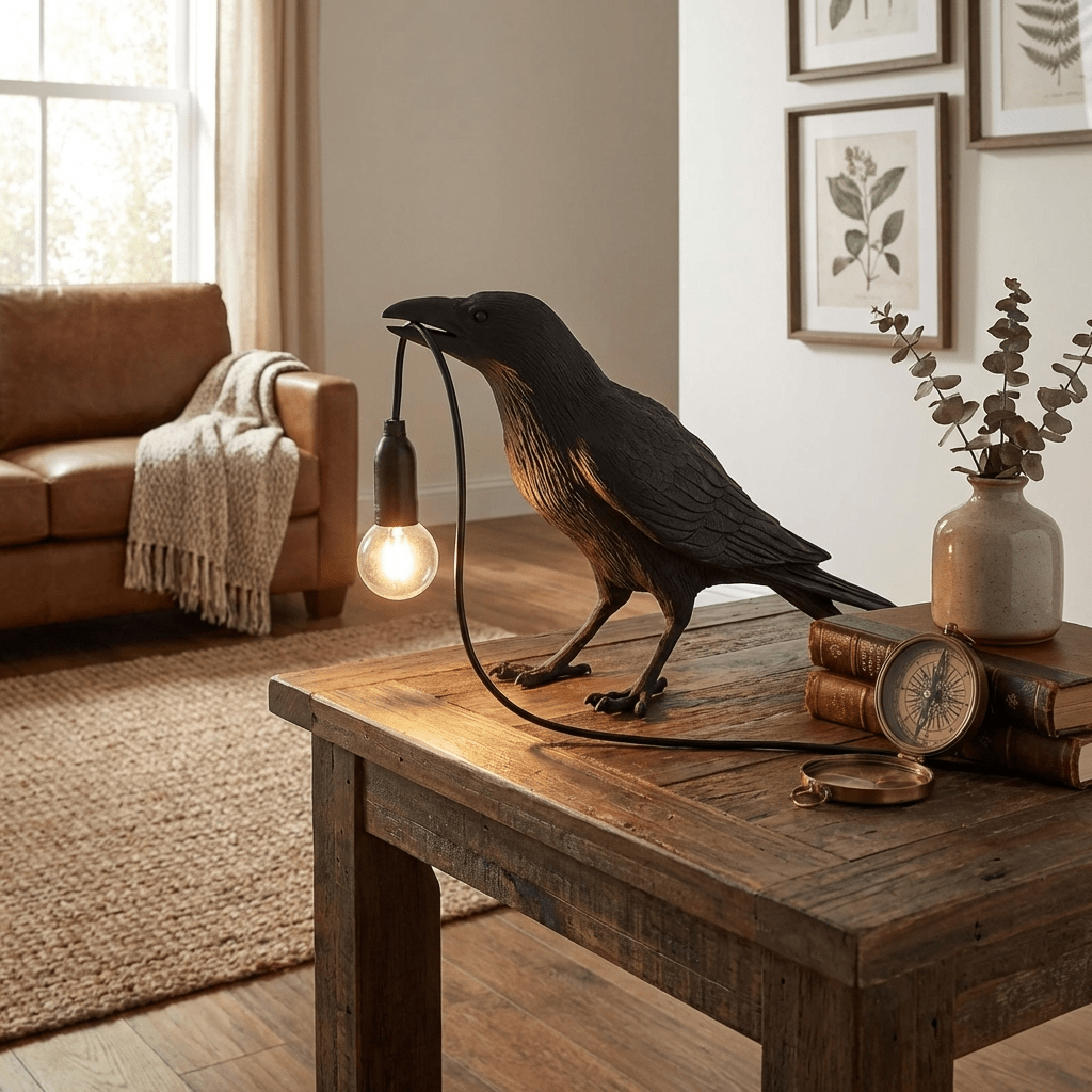 Raven Resin Table Lamp – detail 2