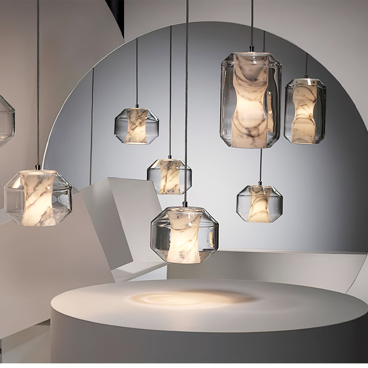 Alabaster Glass Cylinder Pendant Light – detail 22