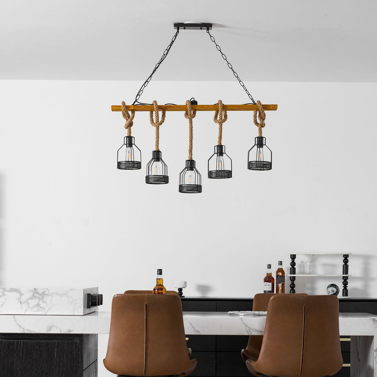 Hemp Rope Industrial Grenade Chandelier – detail 29