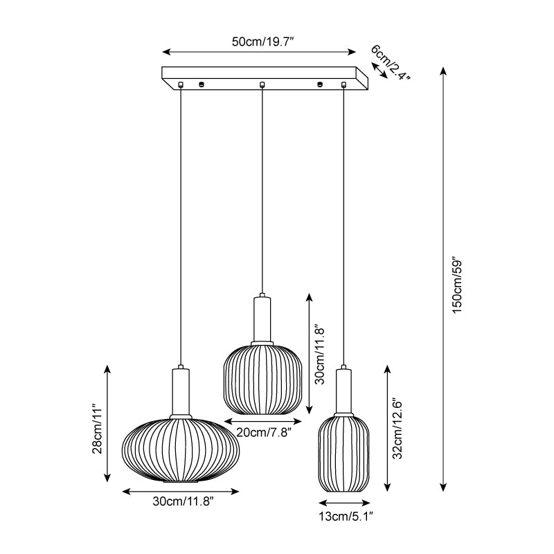 Lampa wisząca ryflowana Elma